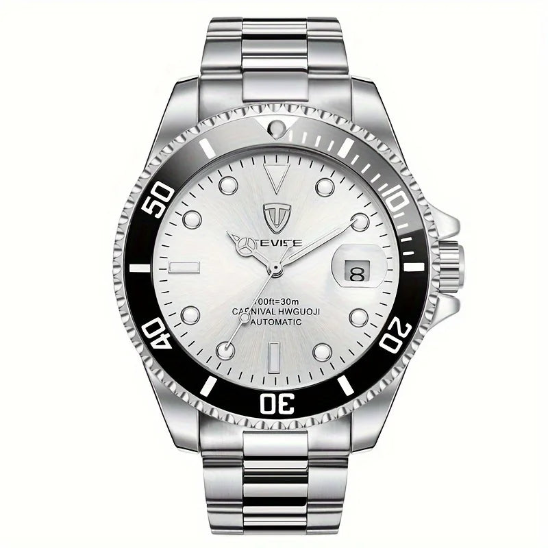 TEVISE Men’s Automatic Mechanical Watch – Day & Date, Stainless Steel, Business Casual