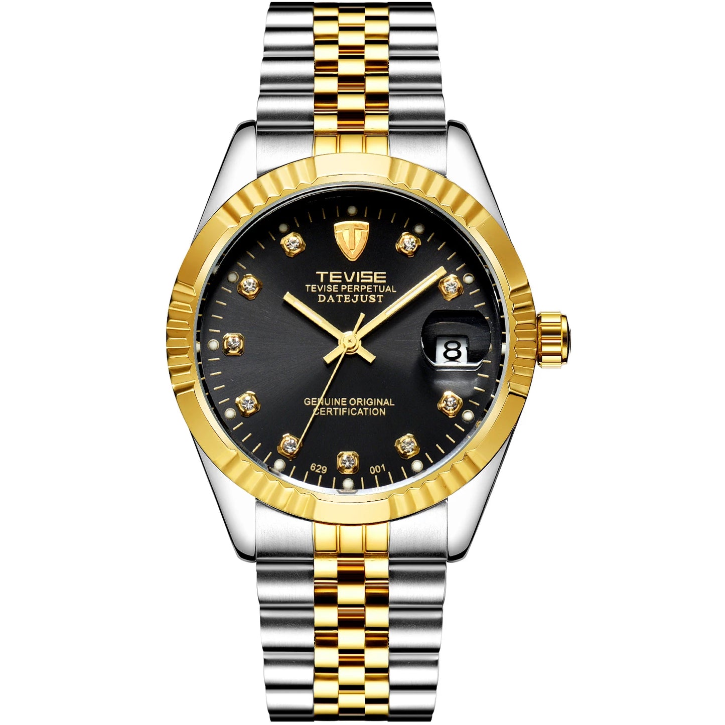 TEVISE Men’s Fully Automatic Mechanical Watch – Minimalist Calendar, Stainless Steel