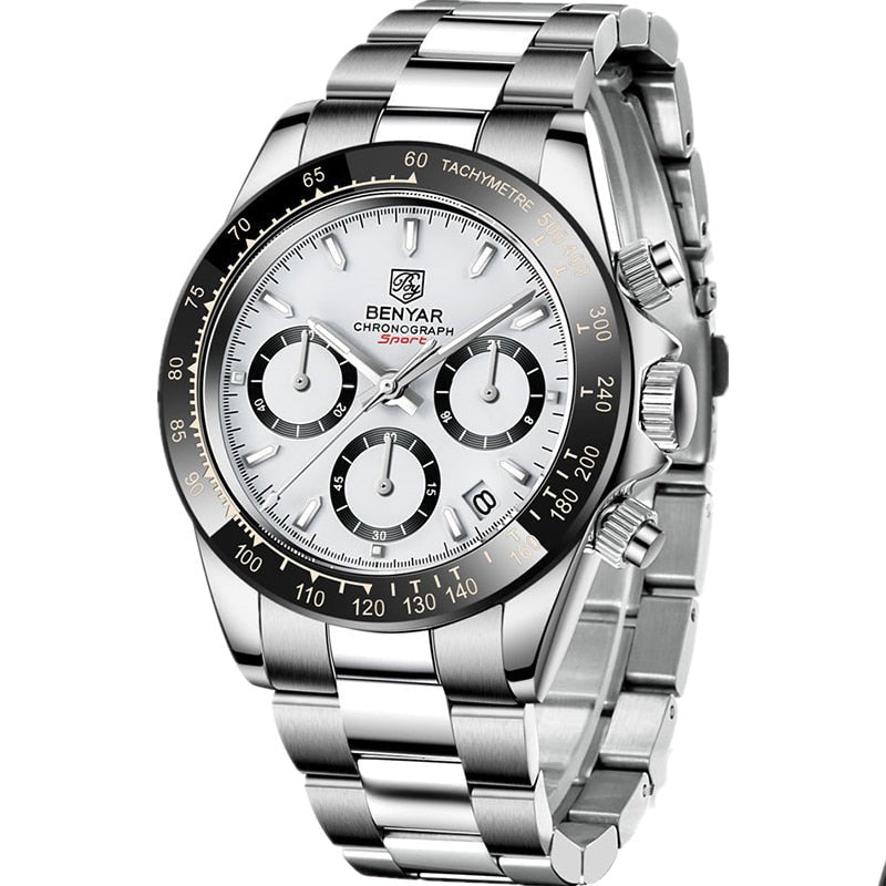 BENYAR Men’s Quartz Chronograph Watch – Luxury Sport, Waterproof Stainless Steel