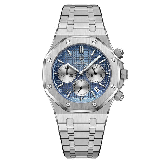 POEDAGAR Men’s Quartz Chronograph Watch – Date Display, Luminous, Waterproof Stainless Steel