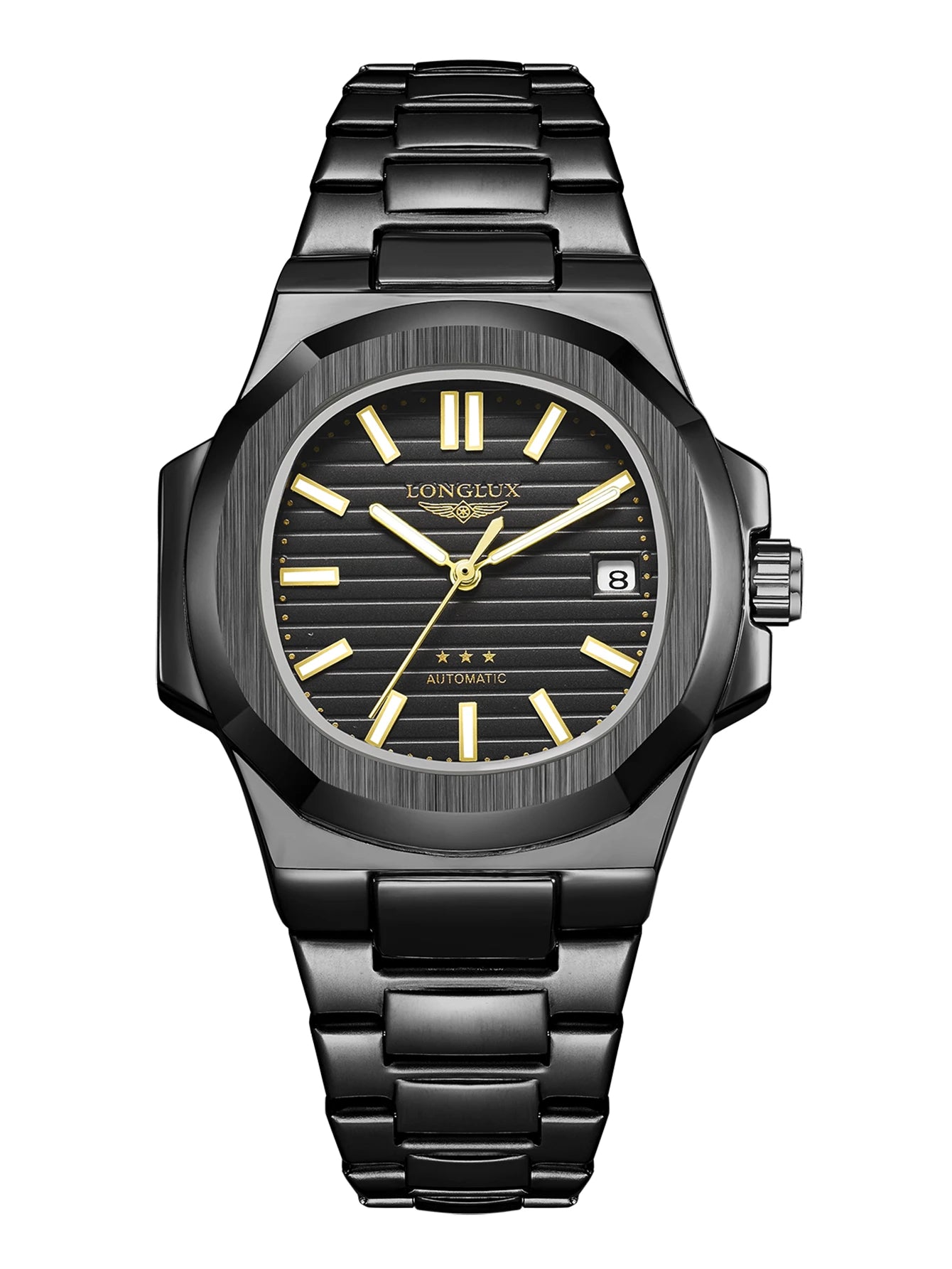 LONGLUX Men’s Automatic Mechanical Watch – Date Display, Stainless Steel & Water-Resistant