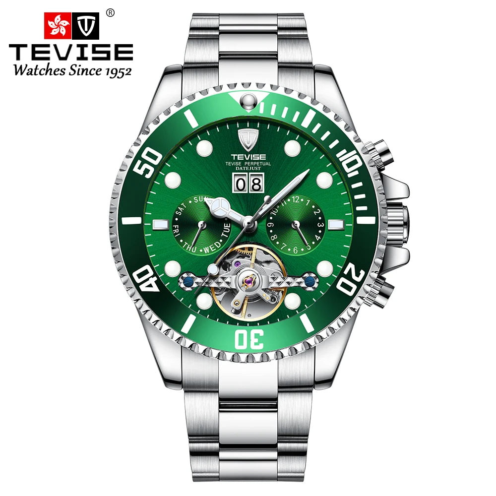 TEVISE Men’s Automatic  – Stainless Steel, Day & Date