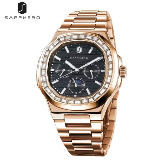 SAPPHERO Men’s Luxury Multifunctional Quartz Watch – Stainless Steel, Luminous, Waterproof
