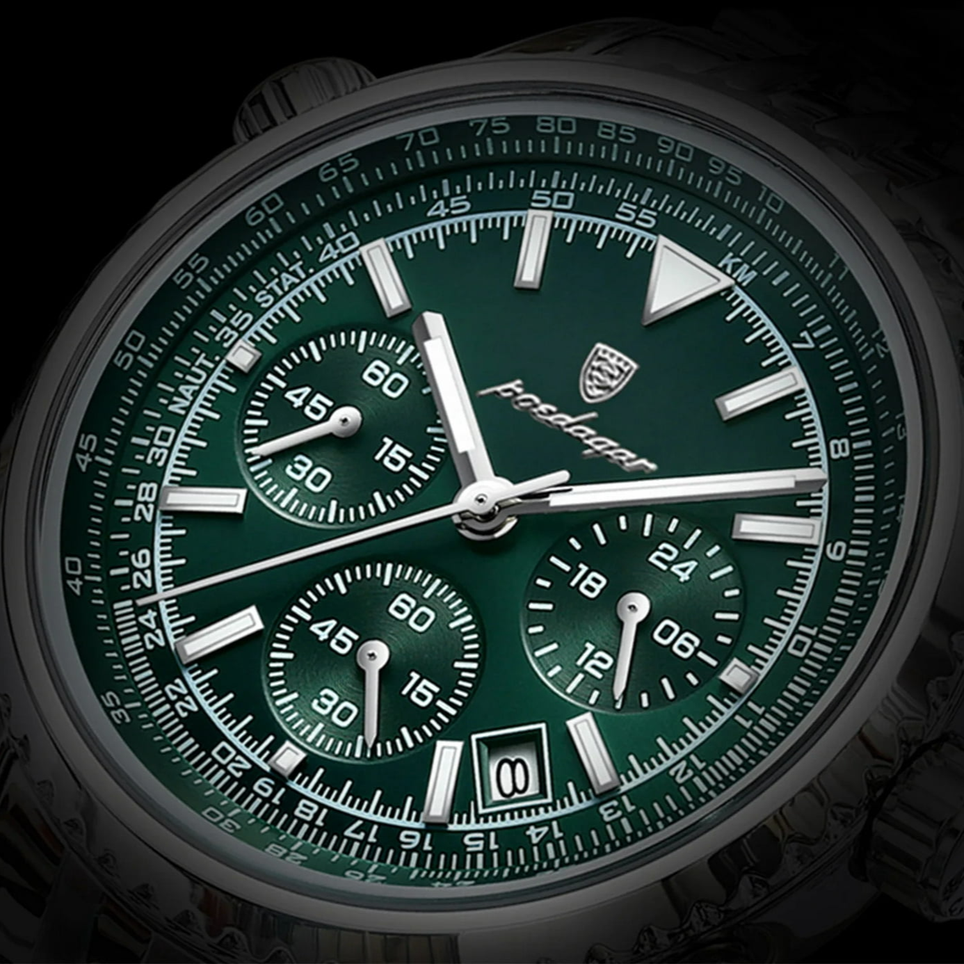 POEDAGAR Men’s Luxury Chronograph Quartz Watch – Date Display, Luminous, Stainless Steel & Waterproof