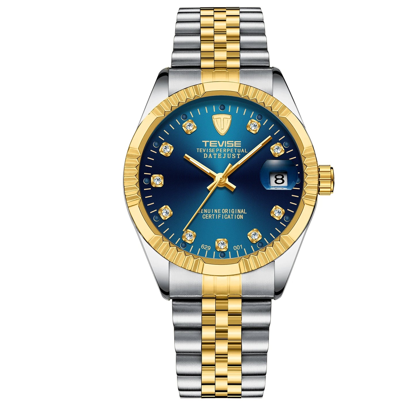 TEVISE Men’s Fully Automatic Mechanical Watch – Minimalist Calendar, Stainless Steel