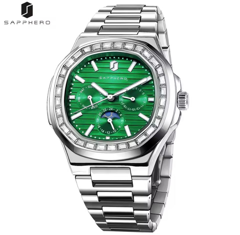 SAPPHERO Men’s Luxury Multifunctional Quartz Watch – Stainless Steel, Luminous, Waterproof