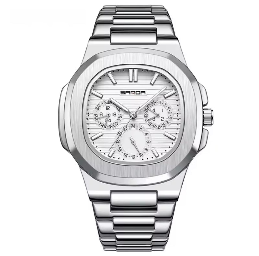 SNADA 7053 Business Men’s Quartz Watch with Stainless Steel Strap