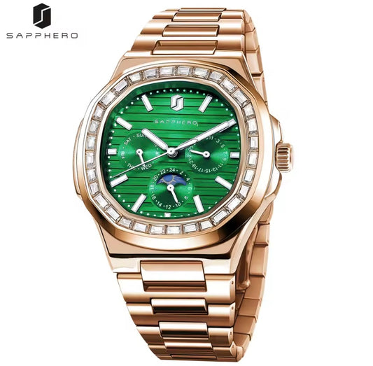 SAPPHERO Men’s Luxury Multifunctional Quartz Watch – Stainless Steel, Luminous, Waterproof