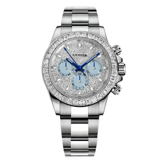 HAEMMER Men’s Automatic Mechanical Watch – Multifunction, Diamond Accent, Waterproof, Stainless Steel