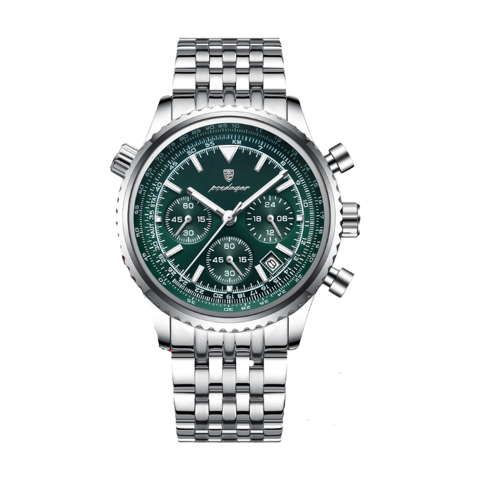 POEDAGAR Men’s Luxury Chronograph Quartz Watch – Date Display, Luminous, Stainless Steel & Waterproof