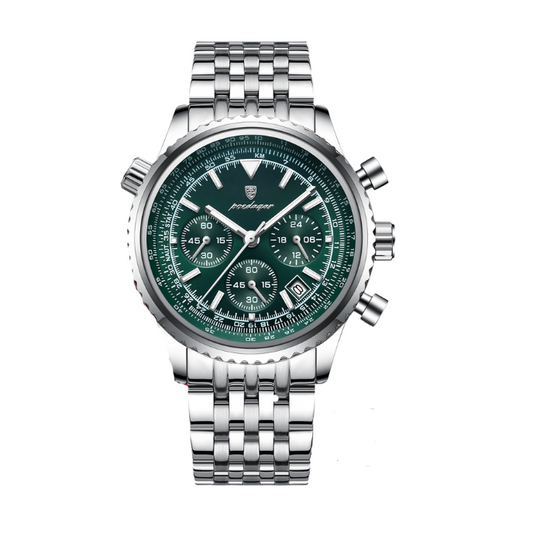 POEDAGAR Men’s Luxury Chronograph Quartz Watch – Date Display, Luminous, Stainless Steel & Waterproof