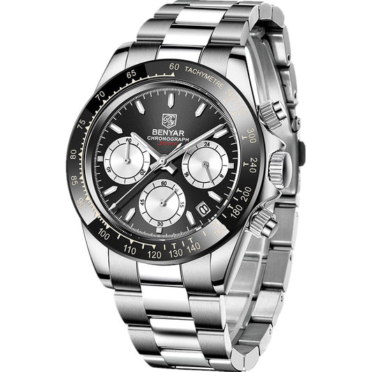 BENYAR Men’s Quartz Chronograph Watch – Luxury Sport, Waterproof Stainless Steel