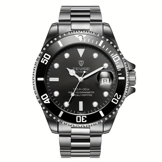 TEVISE Men’s Automatic Mechanical Watch – Day & Date, Stainless Steel, Business Casual